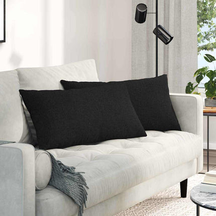 Sofa Kussens 2 Pcs 50 X 30 Cm Stof Zwart