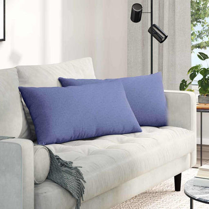 Sofa Kussens 2 Pcs 50 X 30 Cm Stof Jeans Blauw