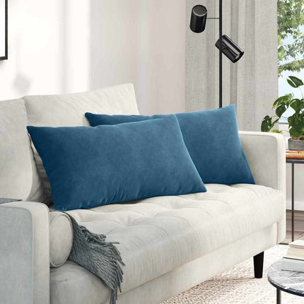 Sofa Kussens 2 Stuks 50 X 30 Cm Cordstof Blauw