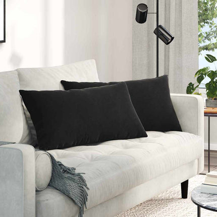Sofa Kussens 2 Stuks 60 X 40 Cm Cordstof Zwart