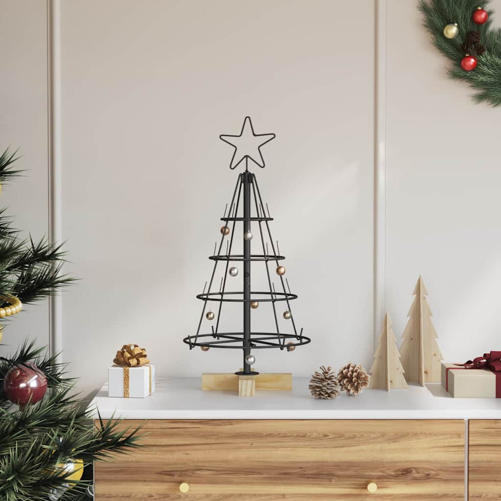 Kerst Cone Boom met standaard Zwart 60 cm Staal