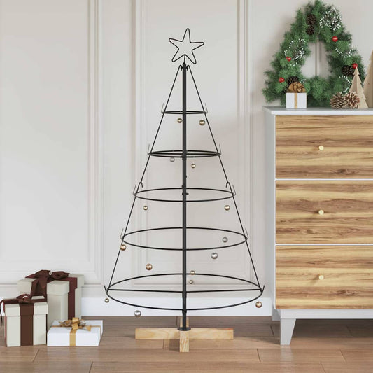 Kerst Cone Boom met standaard Zwart 125 cm Staal