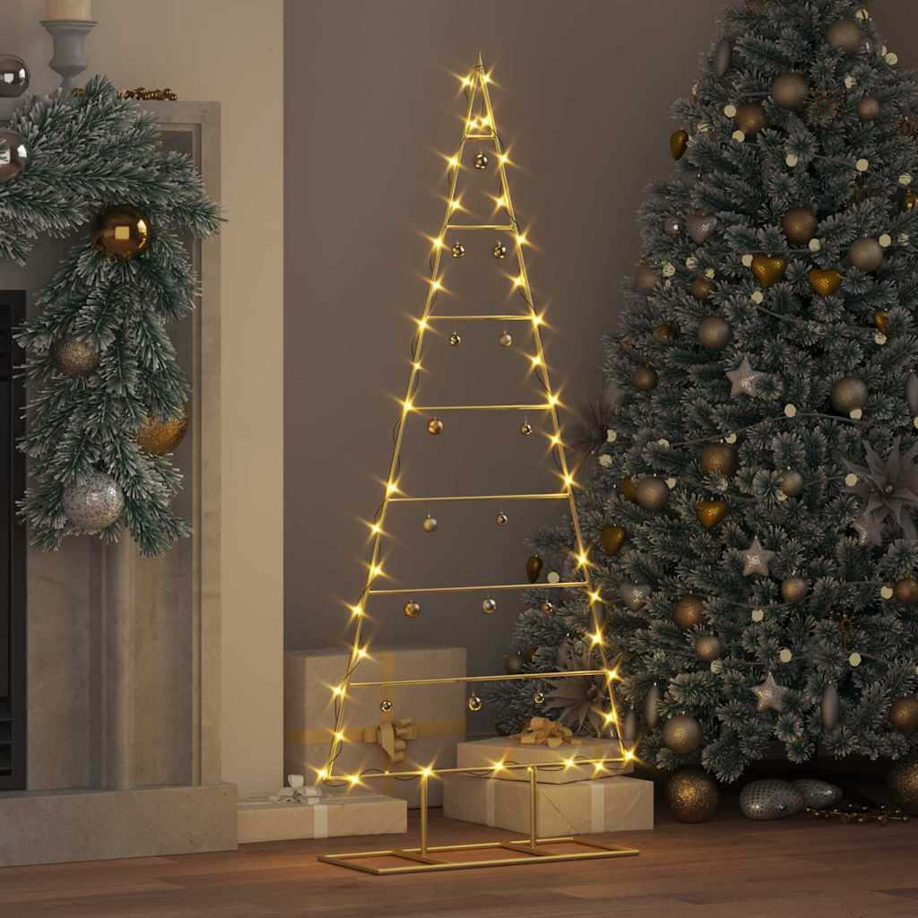 Metalen kerstboom met standaard Goud 125 cm Poedergecoat staal