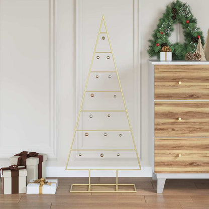 Metalen kerstboom met standaard Goud 125 cm Poedergecoat staal