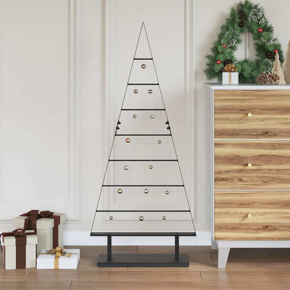 Metalen kerstboom met standaard Zwart 125 cm Staal