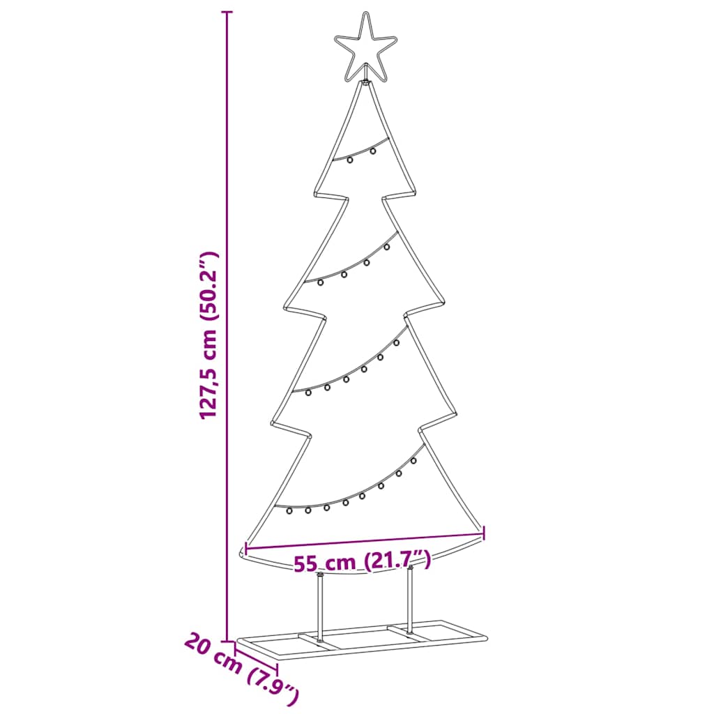 Metalen kerstboom met standaard Zwart 125 cm Staal