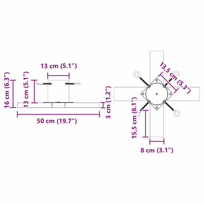 Kerstboomstandaard Groen 50 x 50 x 16 cm Massief grenenhout