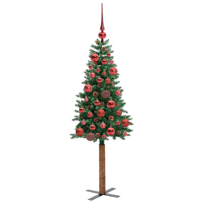 Slanke Kerstboom Groen 150 cm PVC en massief dennenhout