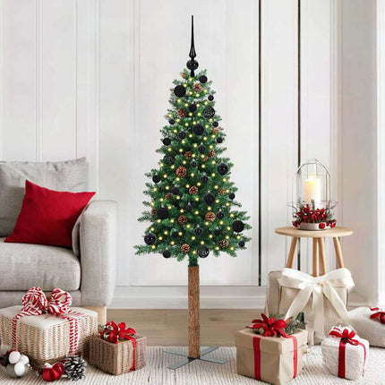 Slanke Kerstboom Groen Pvc En Massief Dennenhout