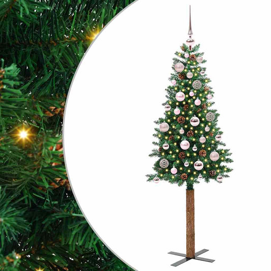 Slanke Kerstboom Groen 150 cm PVC en massief dennenhout