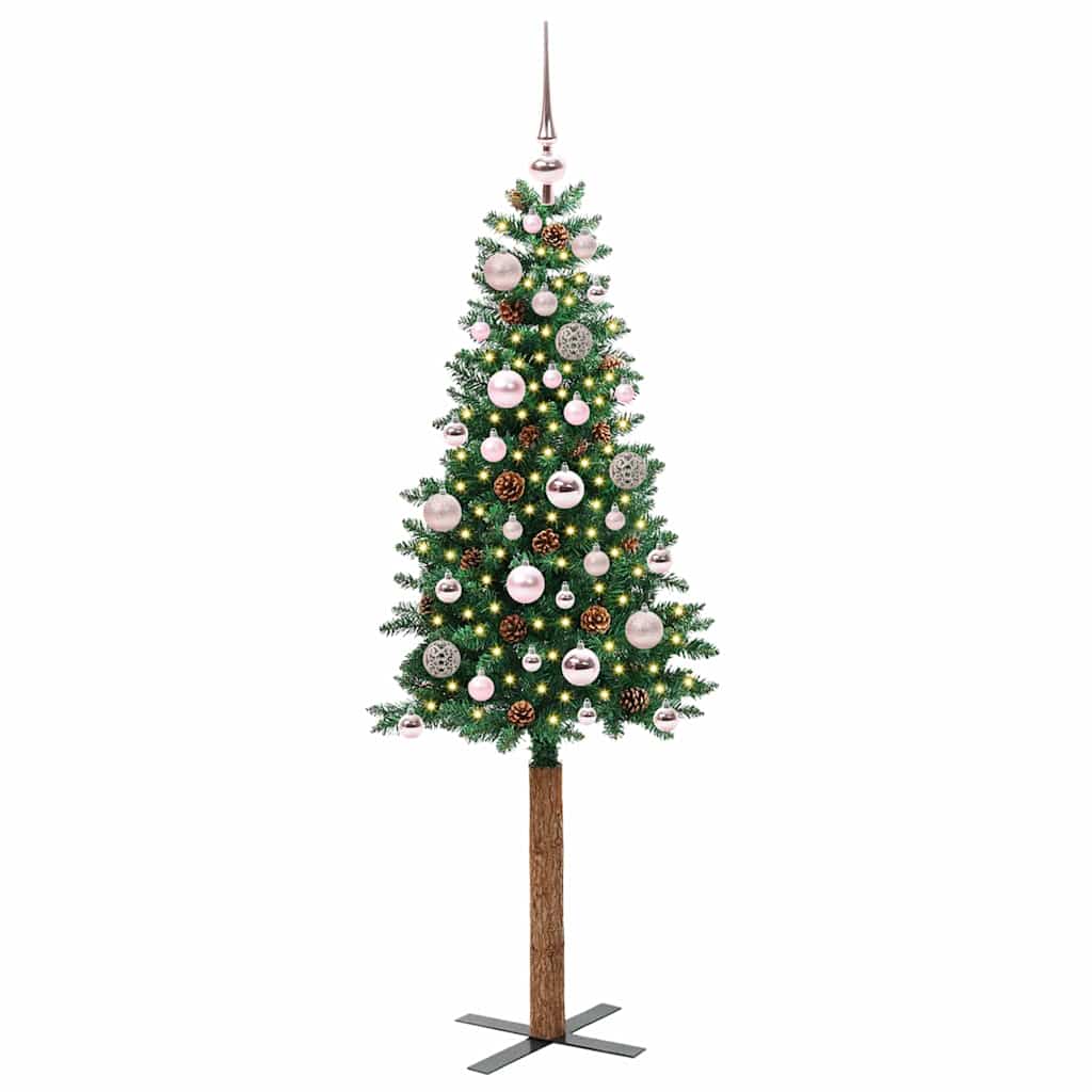 Slanke Kerstboom Groen 150 cm PVC en massief dennenhout