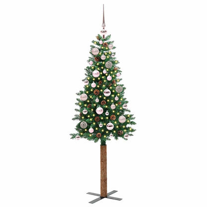 Slanke Kerstboom Groen 150 cm PVC en massief dennenhout