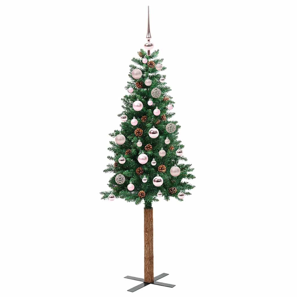 Slanke Kerstboom Groen 150 cm PVC en massief dennenhout