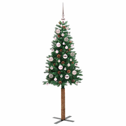 Slanke Kerstboom Groen 150 cm PVC en massief dennenhout