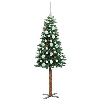 Slanke Kerstboom Groen 150 cm PVC en massief dennenhout