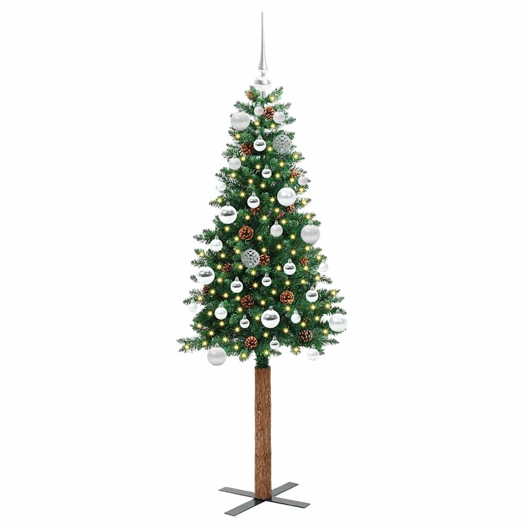 Slanke Kerstboom Groen 150 cm PVC en massief dennenhout