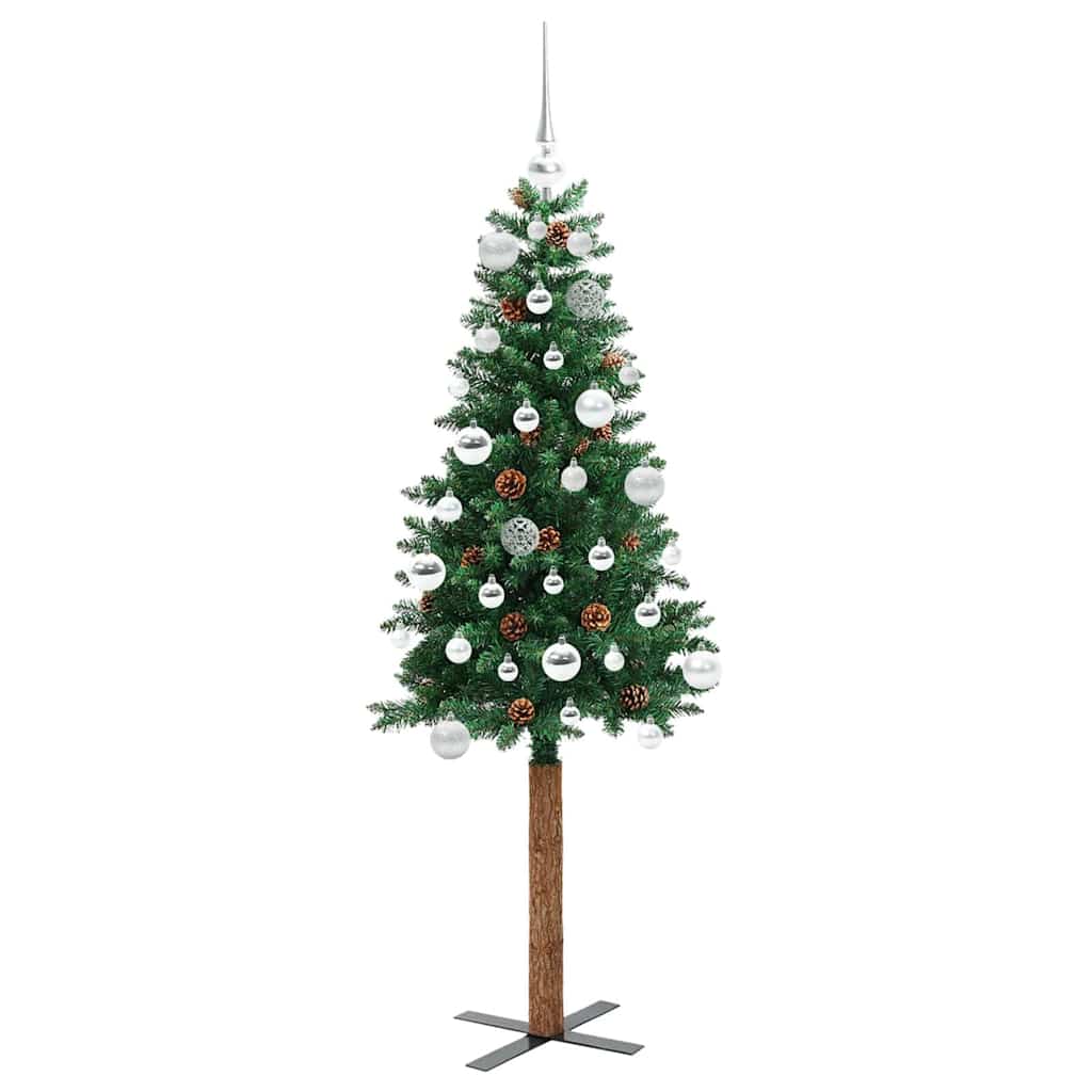 Slanke Kerstboom Groen 150 cm PVC en massief dennenhout