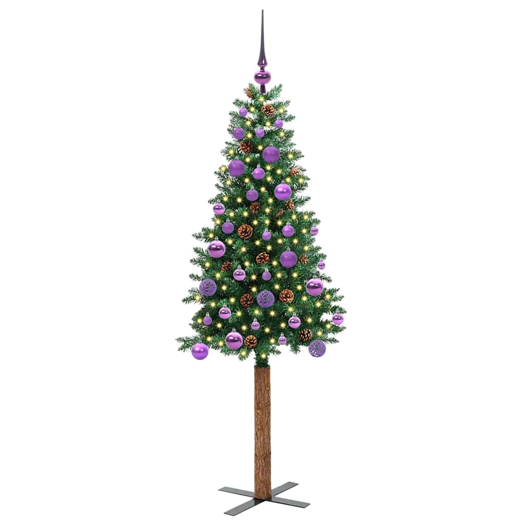 Slanke Kerstboom Groen 150 cm PVC en massief dennenhout