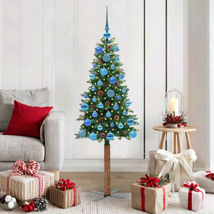 Slanke Kerstboom Groen Pvc En Massief Dennenhout