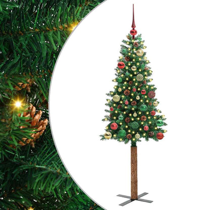 Slanke Kerstboom Groen 150 cm PVC en massief dennenhout