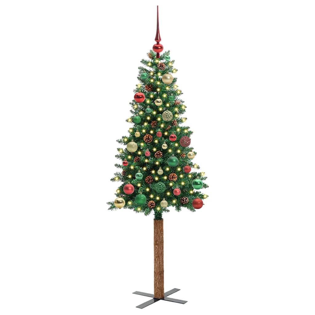 Slanke Kerstboom Groen 150 cm PVC en massief dennenhout