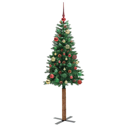 Slanke Kerstboom Groen 150 cm PVC en massief dennenhout