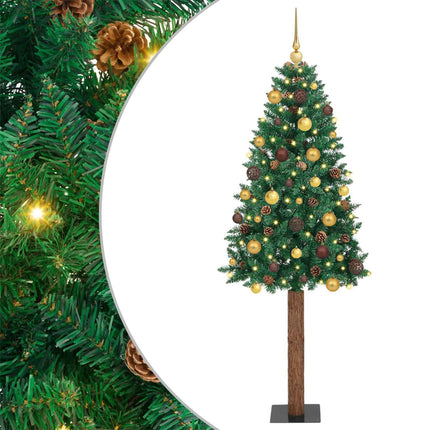 Slanke Kerstboom Groen Pvc En Massief Dennenhout