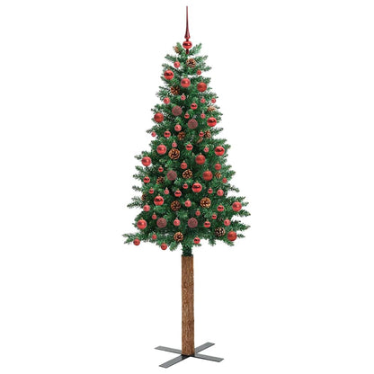 Slanke Kerstboom Groen 180 cm PVC en massief dennenhout