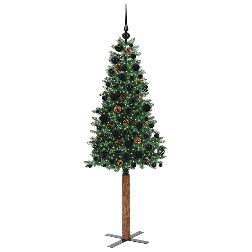 Slanke Kerstboom Groen 180 cm PVC en massief dennenhout
