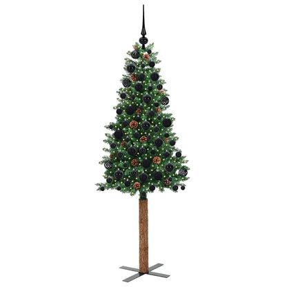 Slanke Kerstboom Groen 180 cm PVC en massief dennenhout