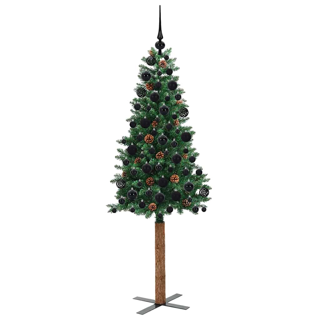 Slanke Kerstboom Groen 180 cm PVC en massief dennenhout