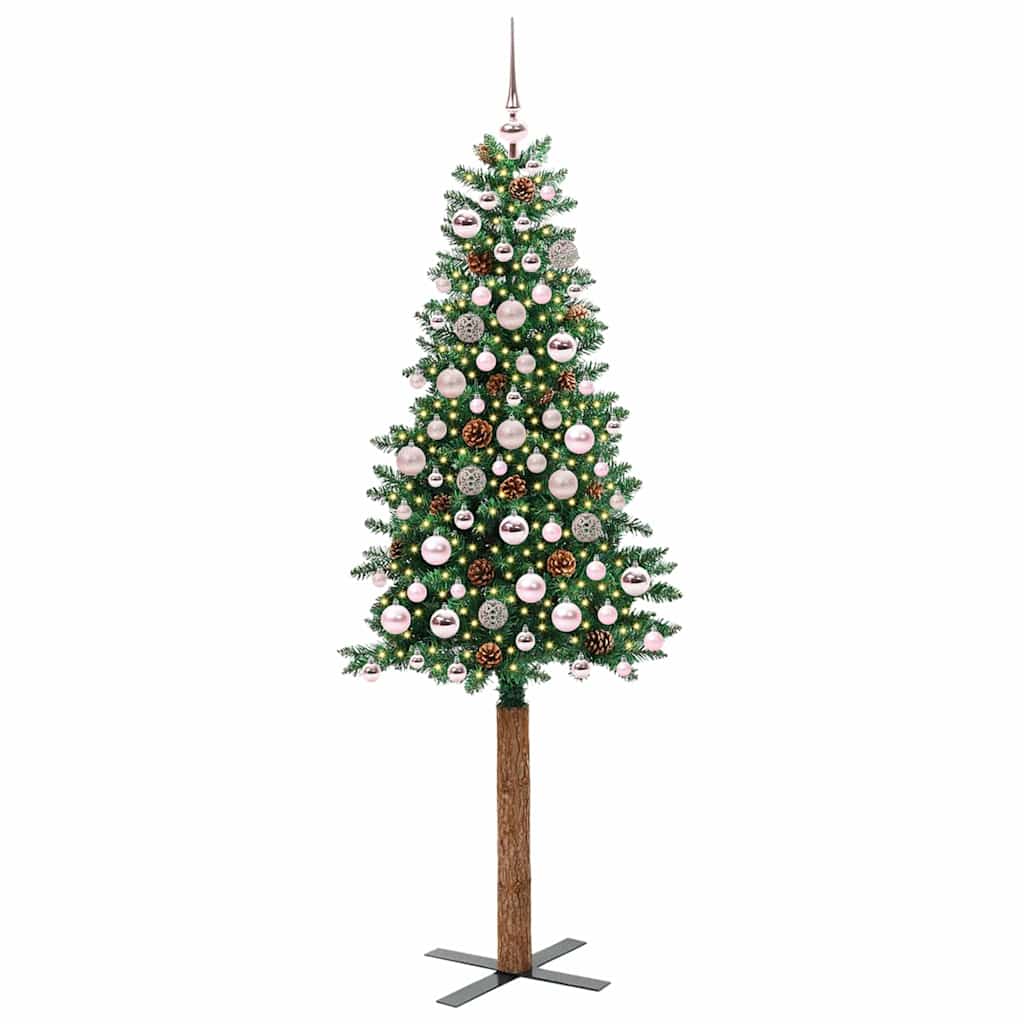 Slanke Kerstboom Groen 180 cm PVC en massief dennenhout