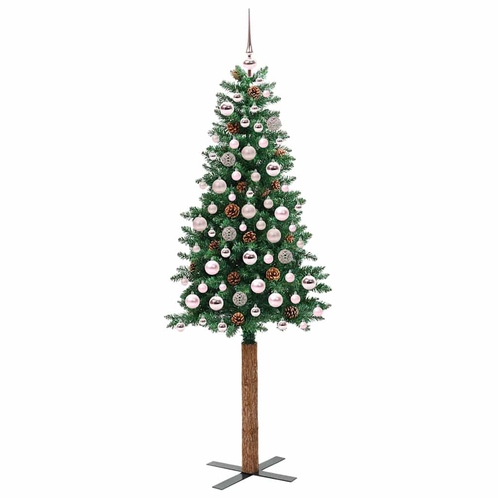 Slanke Kerstboom Groen 180 cm PVC en massief dennenhout