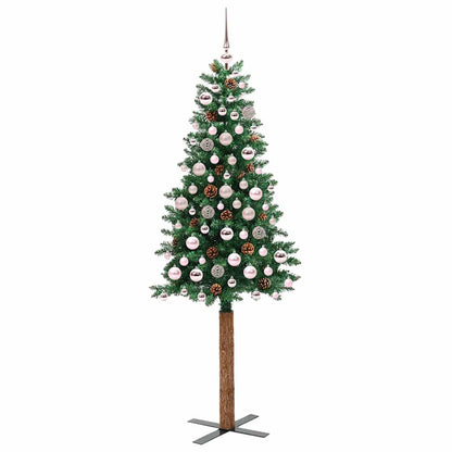 Slanke Kerstboom Groen 180 cm PVC en massief dennenhout