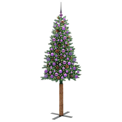 Slanke Kerstboom Groen 180 cm PVC en massief dennenhout
