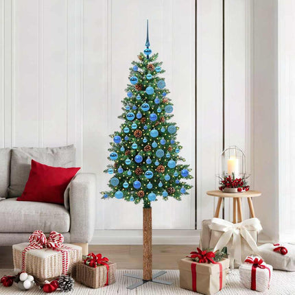 Slanke Kerstboom Groen Pvc En Massief Dennenhout