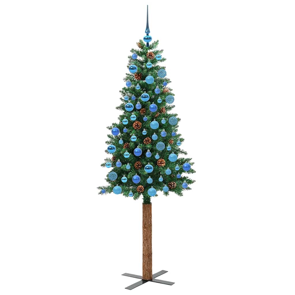 Slanke Kerstboom Groen 180 cm PVC en massief dennenhout