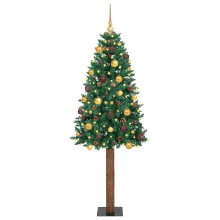 Slanke Kerstboom Groen Pvc En Massief Dennenhout