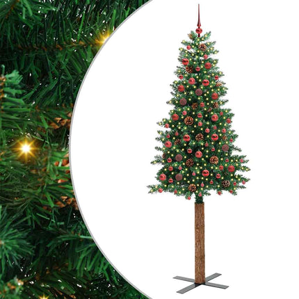 Slanke Kerstboom Groen Pvc En Massief Dennenhout