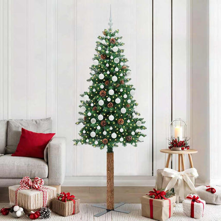 Slanke Kerstboom Groen Pvc En Massief Dennenhout