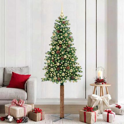 Slanke Kerstboom Groen Pvc En Massief Dennenhout