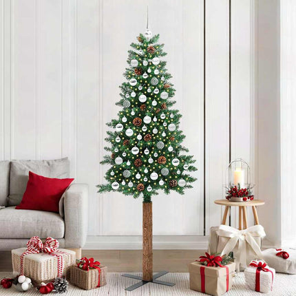 Slanke Kerstboom Groen Pvc En Massief Dennenhout