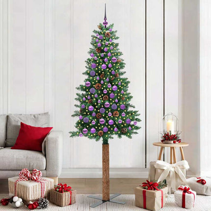 Slanke Kerstboom Groen Pvc En Massief Dennenhout