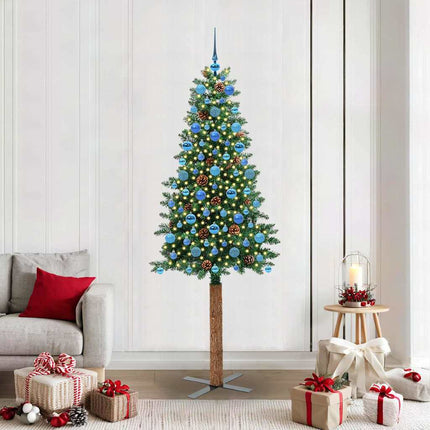 Slanke Kerstboom Groen Pvc En Massief Dennenhout
