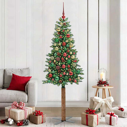 Slanke Kerstboom Groen Pvc En Massief Dennenhout