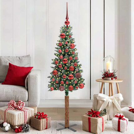Slanke Kerstboom Groen Pvc En Massief Dennenhout