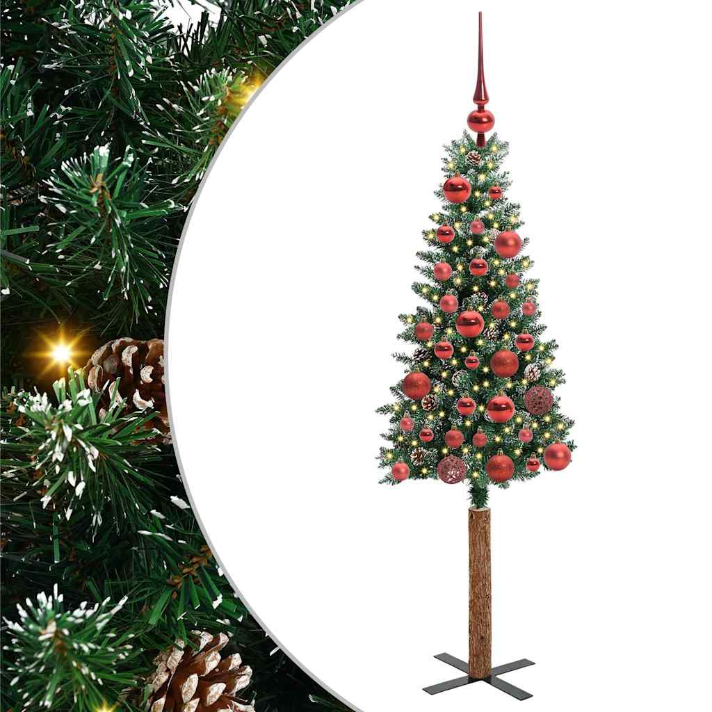Slanke Kerstboom Groen 150 cm PVC en massief dennenhout
