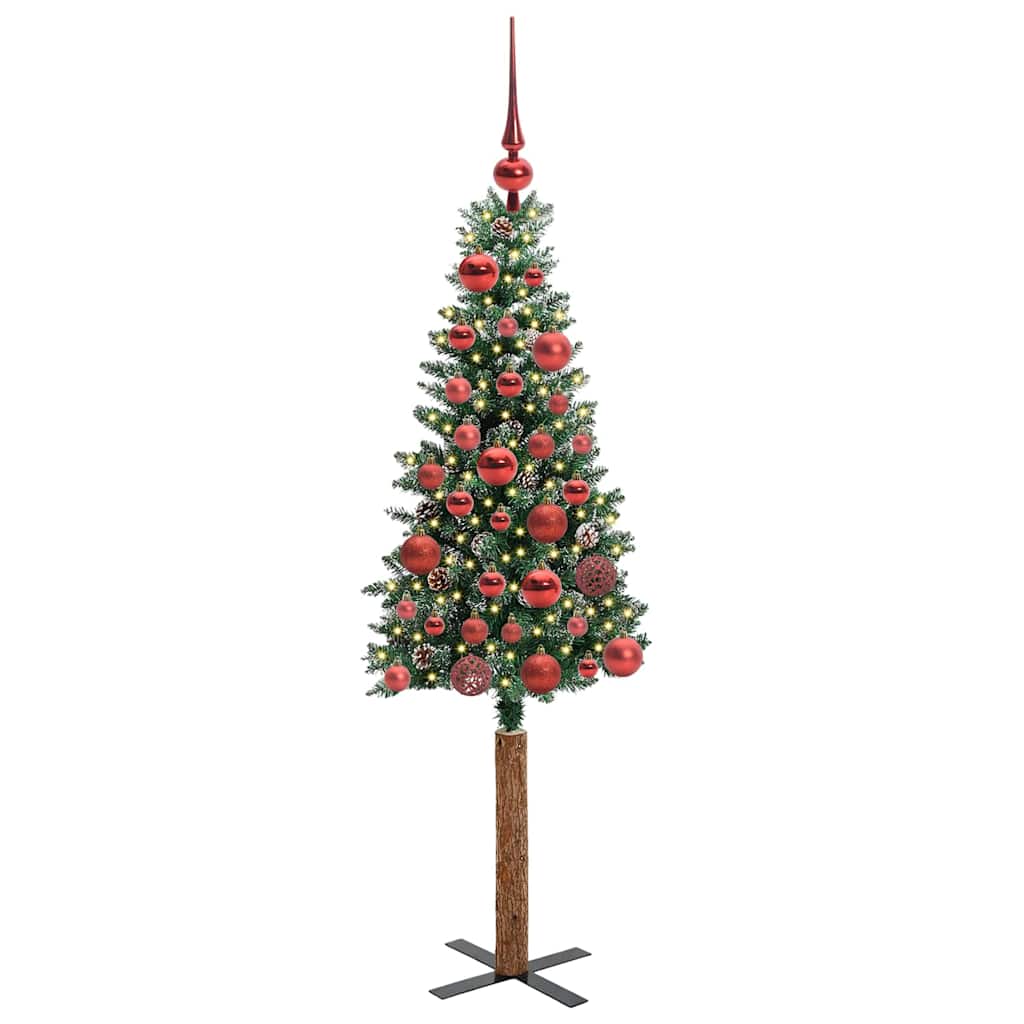Slanke Kerstboom Groen 150 cm PVC en massief dennenhout