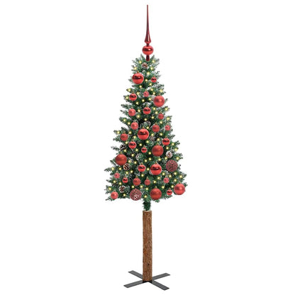 Slanke Kerstboom Groen 150 cm PVC en massief dennenhout