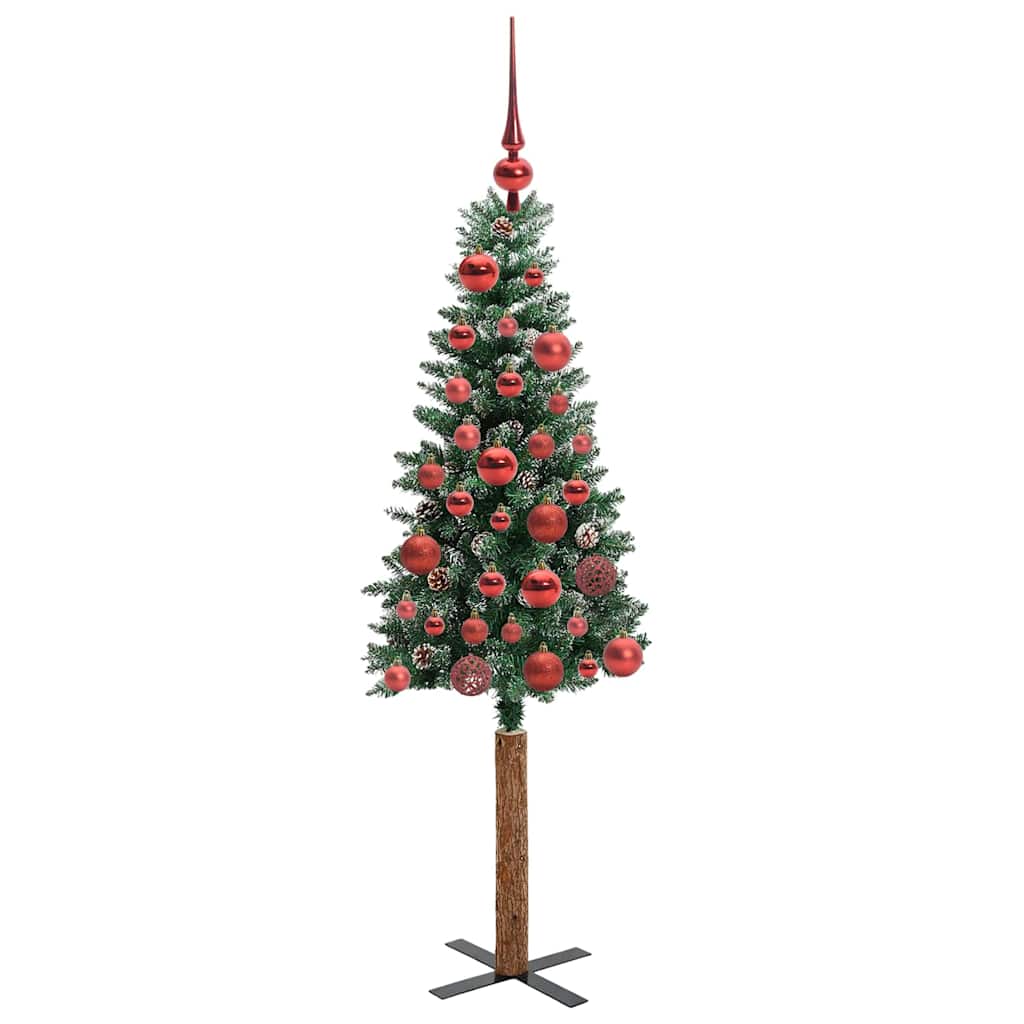 Slanke Kerstboom Groen 150 cm PVC en massief dennenhout